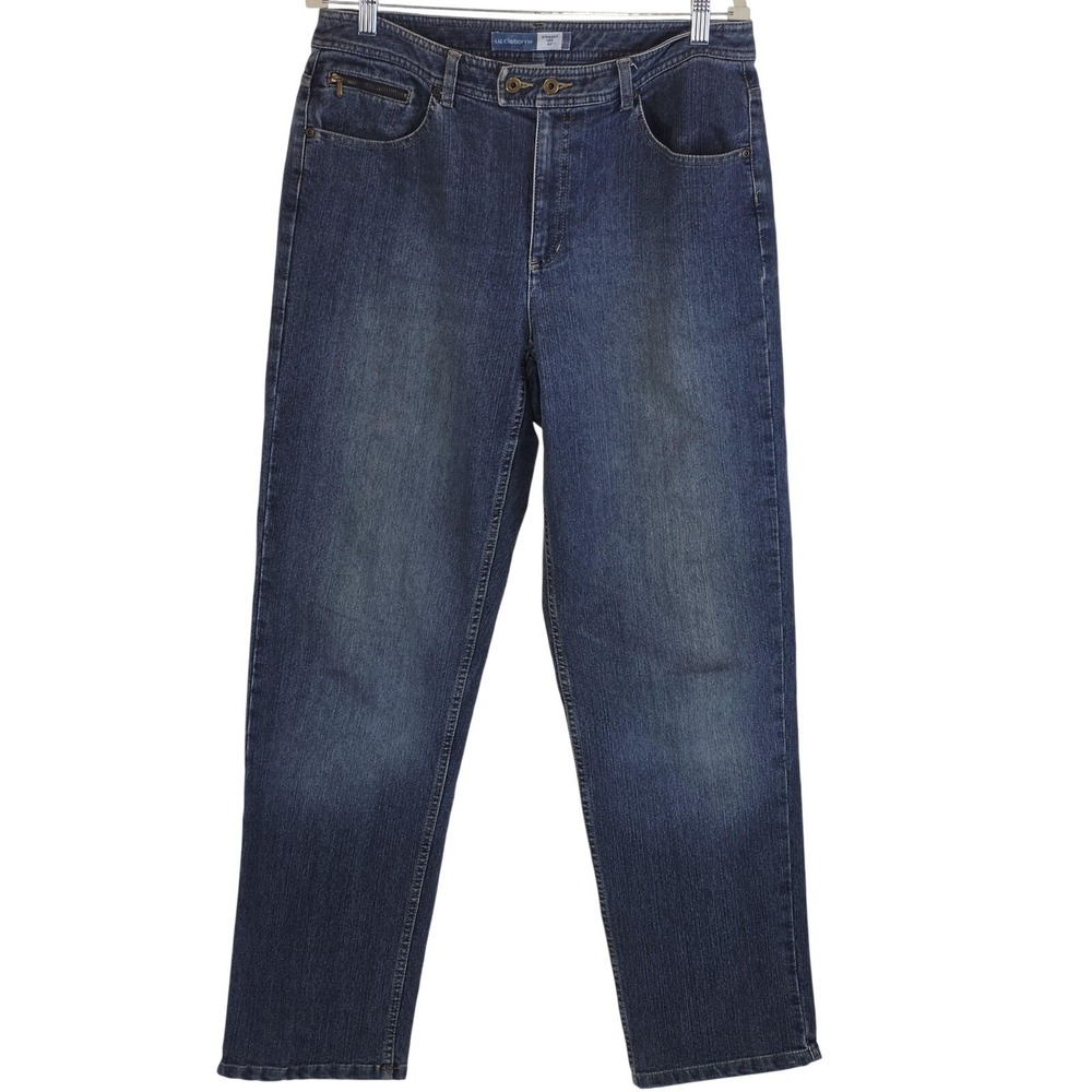 Liz Claiborne Jeans‎ Womens 12 Blue Medium Wash High Rise Straight Stretch Denim